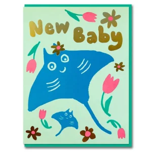 Joyful New Baby Manta Ray Greetings Card by Emma Emmerson for 1973