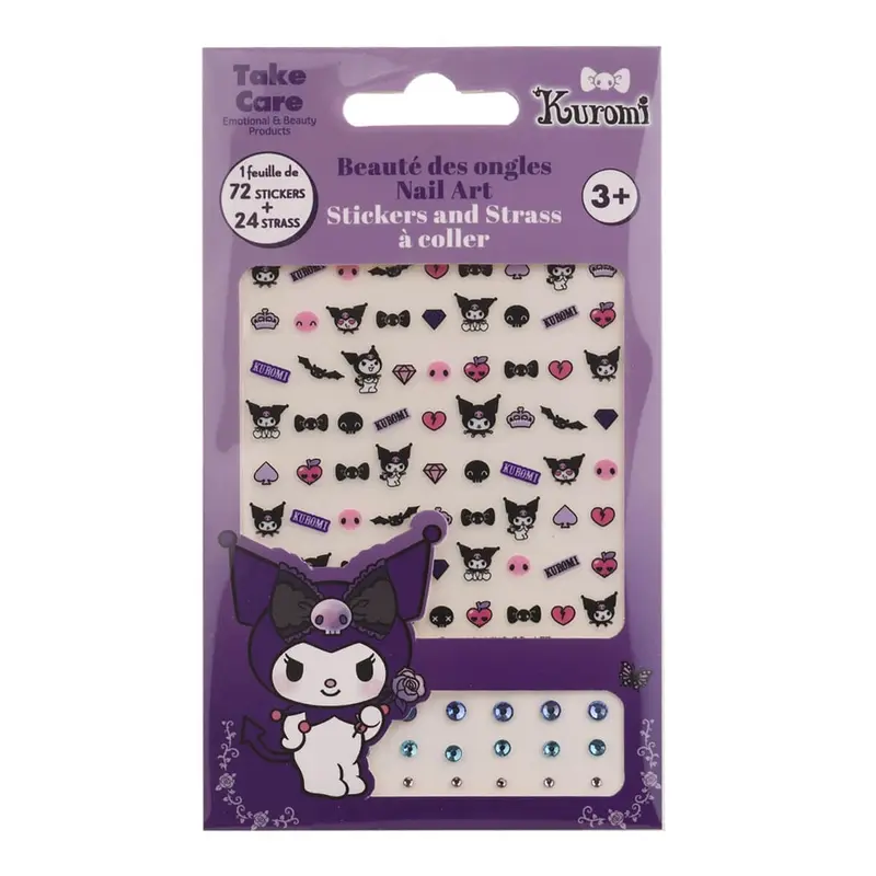 Kuromi Nail Art Stickers and Rhinestones by Take Care