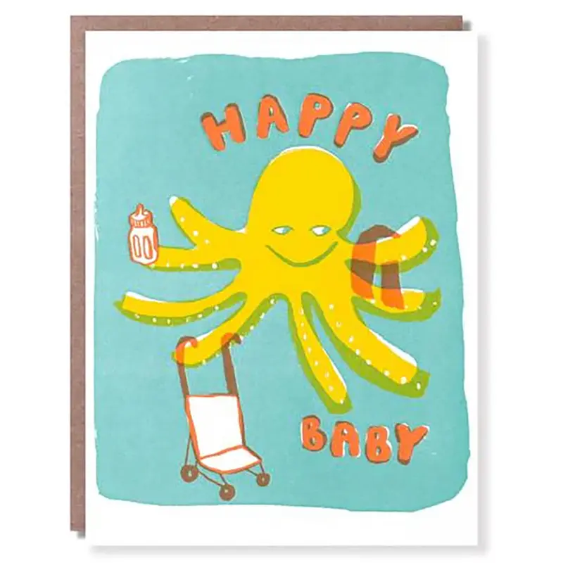 Octopus Baby Greetings Card by Egg Press for 1973