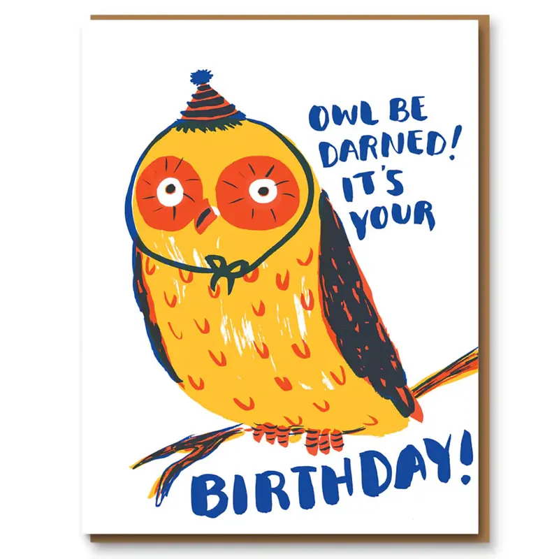 Owl Be Darned Birthday Greetings Card by Egg Press for 1973