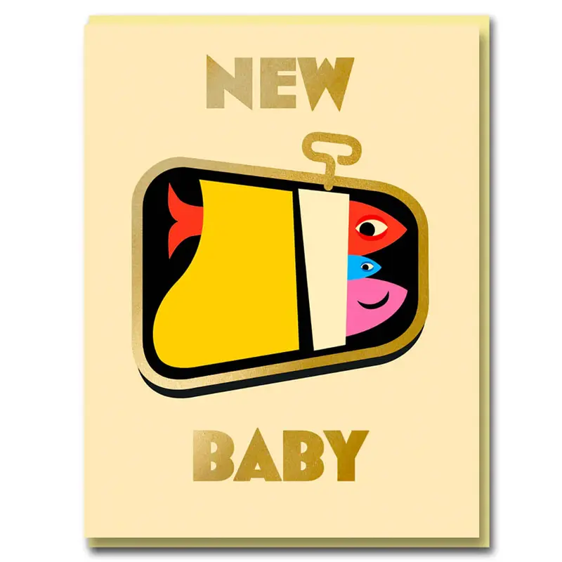 Sardines New Baby Greetings Card by Bureau Alice for 1973