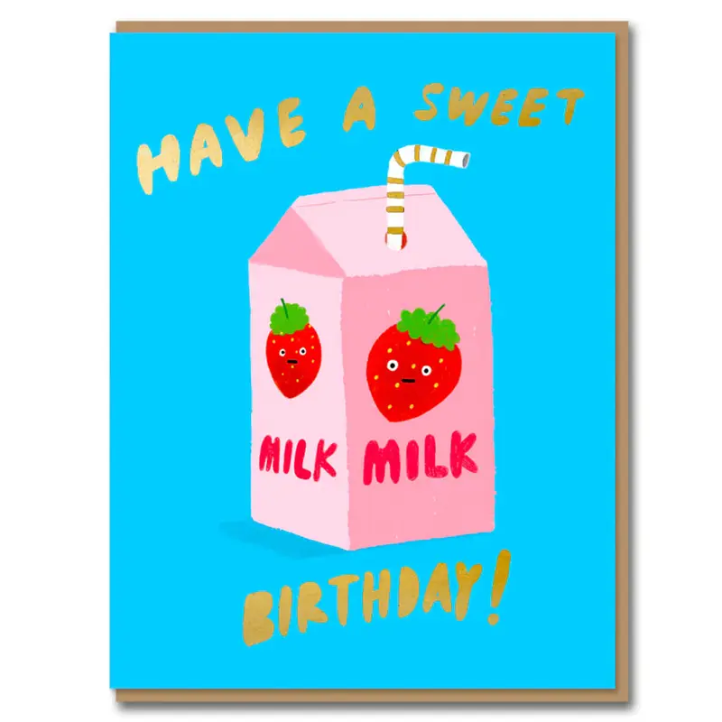 Strawberry Milk Greetings Card by Carolyn Suzuki for 1973