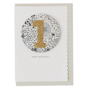 Age 1 Badge Greetings Card in Adelajda's Wish Liberty Print by The Charming Press