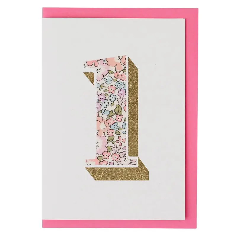 Age 1 Greetings Card in Michelle Lilac Liberty Print by The Charming Press