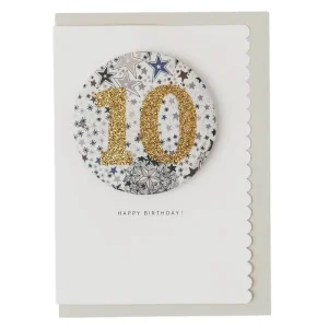 Age 10 Badge Greetings Card in Adelajda's Wish Liberty Print by The Charming Press