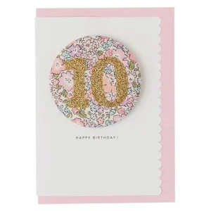 Age 10 Badge Greetings Card in Michelle Liberty Print by The Charming Press