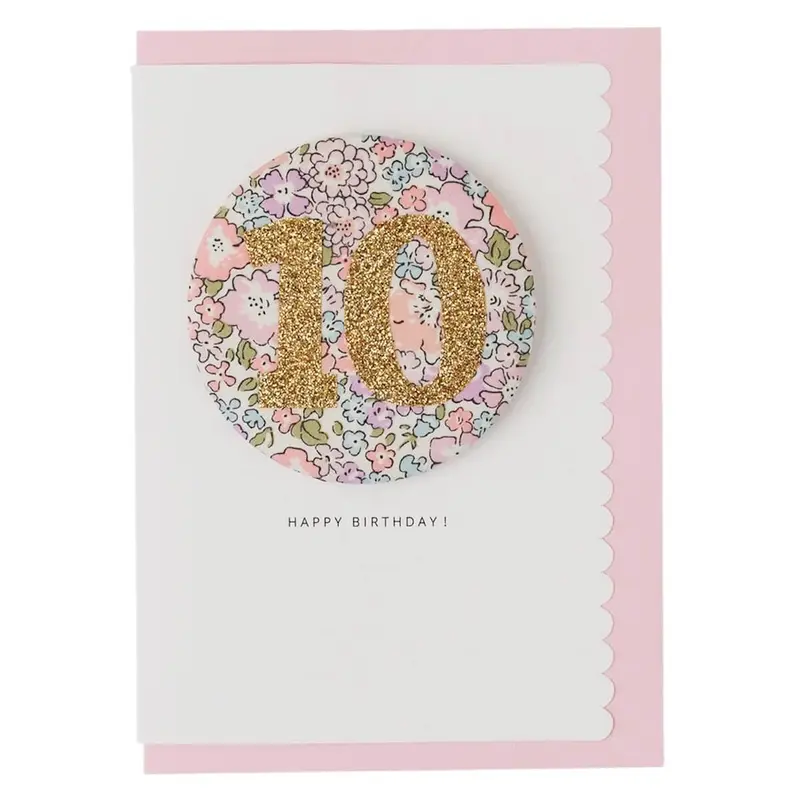 Age 10 Badge Greetings Card in Michelle Liberty Print by The Charming Press