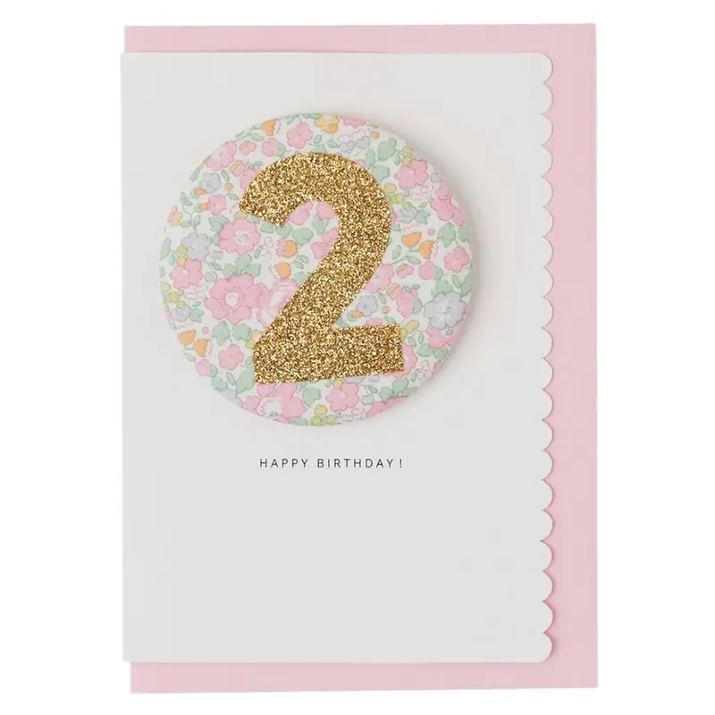 Age 2 Badge Greetings Card in Betsy Ann Liberty Print by The Charming Press