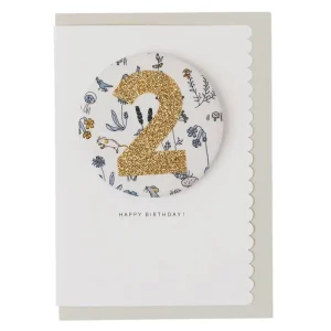 Age 2 Badge Greetings Card in Theo Liberty Print by The Charming Press