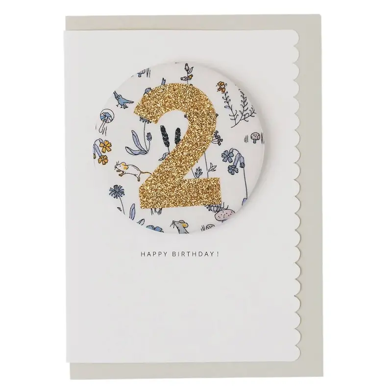 Age 2 Badge Greetings Card in Theo Liberty Print by The Charming Press