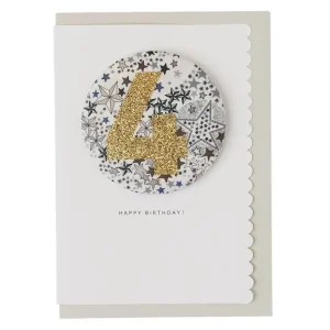 Age 4 Badge Greetings Card in Adelajda's Wish Liberty Print by The Charming Press