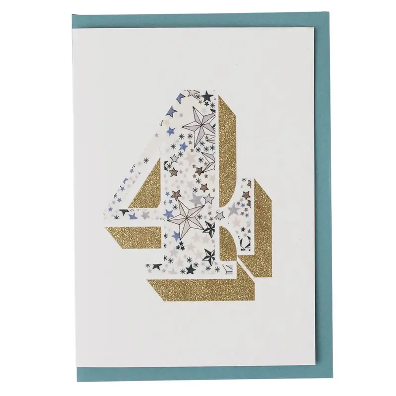 Age 4 Greetings Card in Adelajda's Wish Liberty Print by The Charming Press