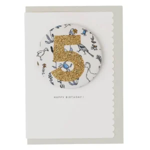 Age 5 Badge Greetings Card in Theo Liberty Print by The Charming Press