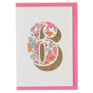 Age 6 Greetings Card in Betsy Pink Liberty Print by The Charming Press