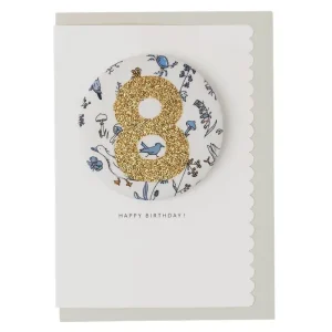 Age 8 Badge Greetings Card in Theo Liberty Print by The Charming Press