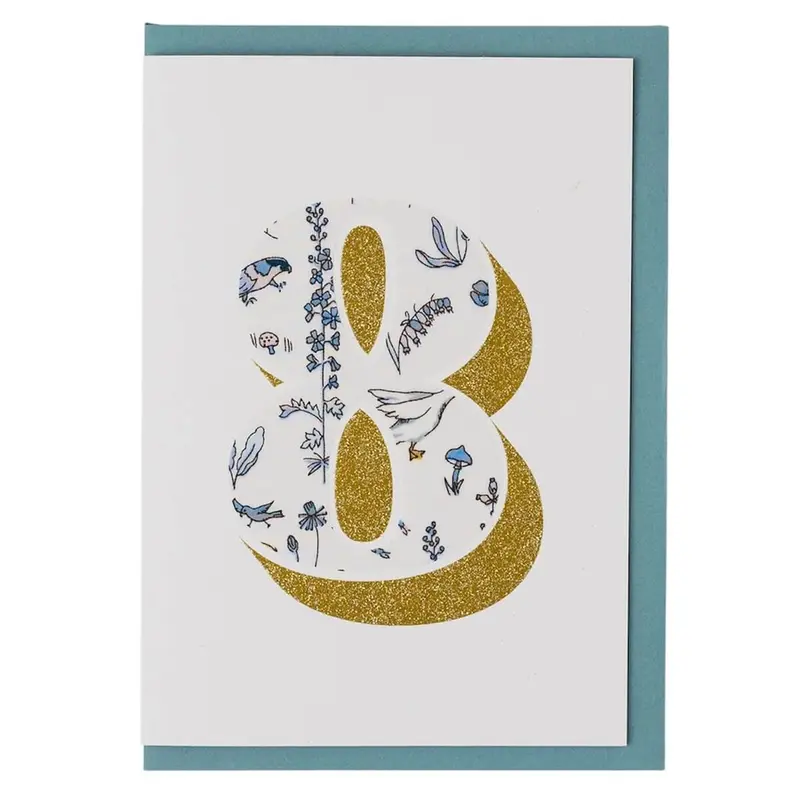 Age 8 Greetings Card in Theo Liberty Print by The Charming Press