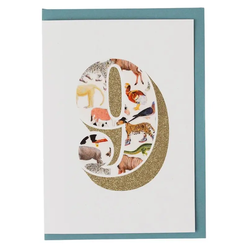 Age 9 Greetings Card in Queue For The Zoo Liberty Print by The Charming Press