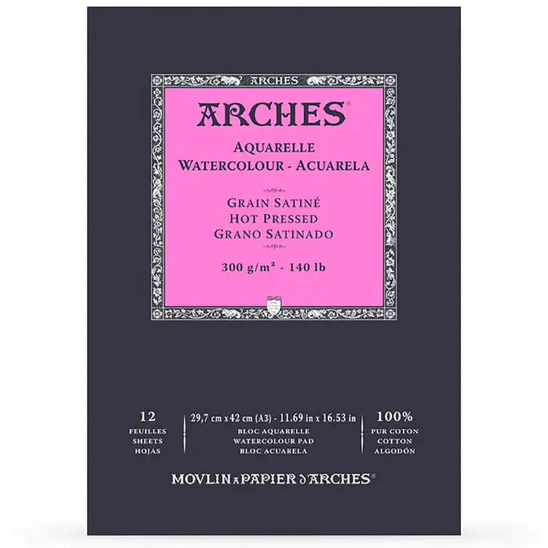 Arches Hot Pressed Watercolour Pad in A3 by R.K Burt