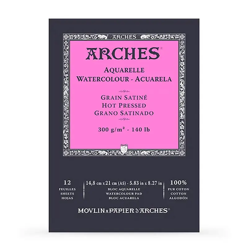 Arches Hot Pressed Watercolour Pad in A5 by R.K Burt
