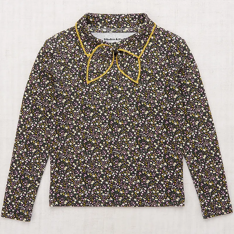 Junior Scout Top in Carbon / Periwinkle Mini Floral by Misha & Puff