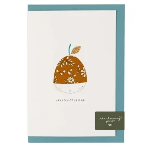 Liberty Acorn New Baby Greetings Card in Capel Mustard Liberty Print by The Charming Press