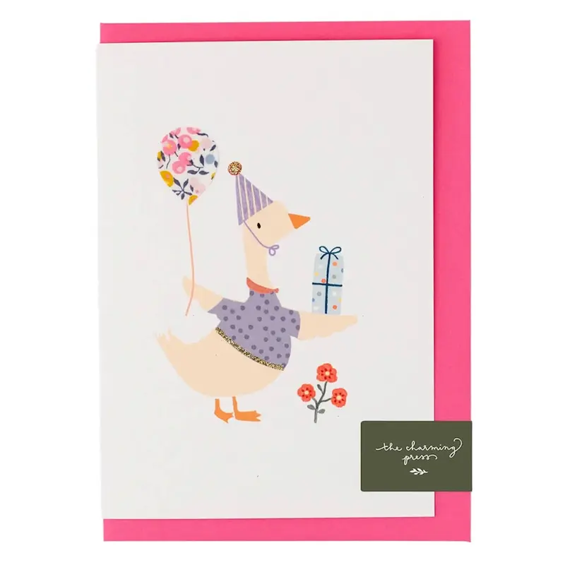 Liberty Goose Birthday Greetings Card in Wiltshire Bud Liberty Print by The Charming Press