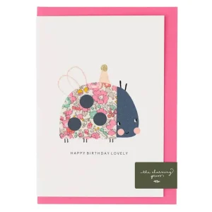 Liberty Ladybird Birthday Greetings Card in Betsy Ann Liberty Print by The Charming Press