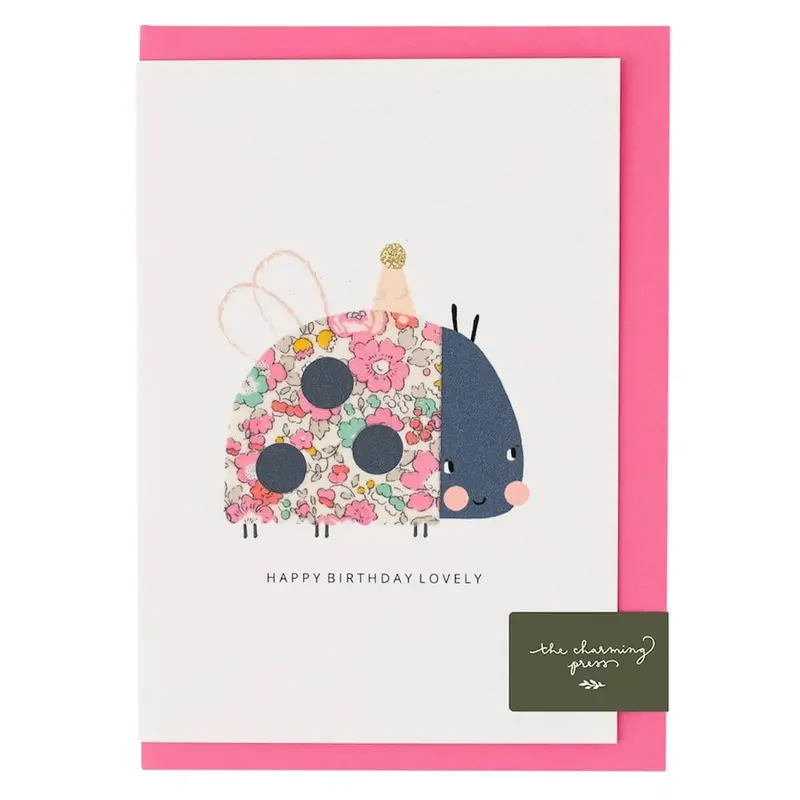 Liberty Ladybird Birthday Greetings Card in Betsy Ann Liberty Print by The Charming Press