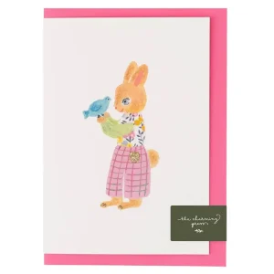 Liberty Rabbit Greetings Card in Wiltshire Bud Liberty Print by Aiko Fukawa x The Charming Press