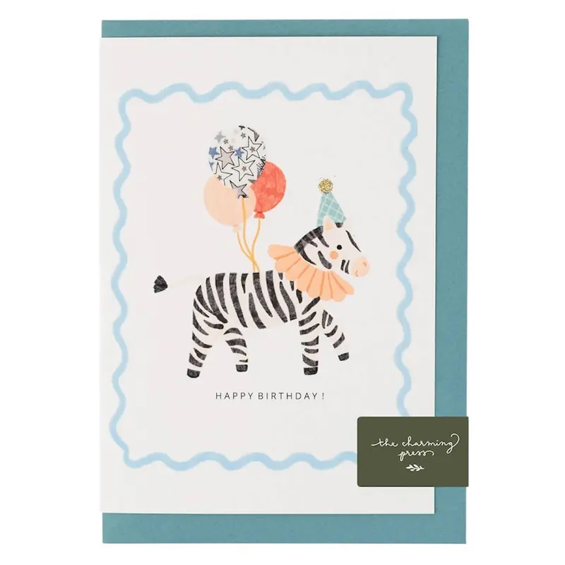 Liberty Zebra Birthday Greetings Card in Adelajda's Wish Liberty Print by The Charming Press