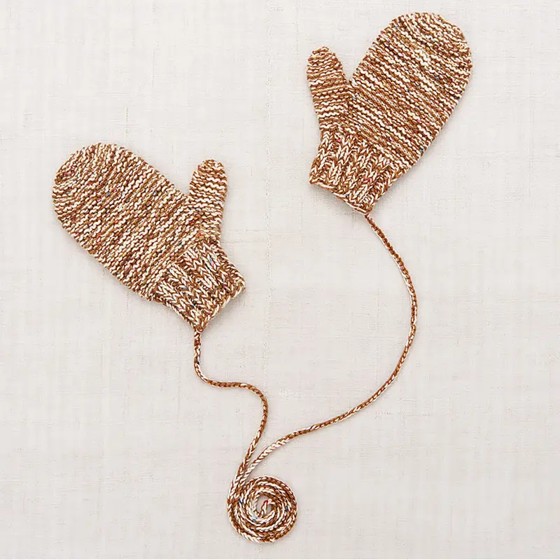 Safe Harbour Mittens in Acorn And Lollipop Confetti Marl by Misha & Puff