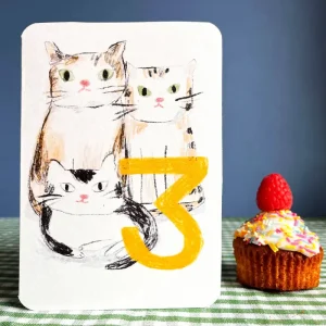 3 Today Cats Birthday Greetings Card by Laura Skilbeck Cards