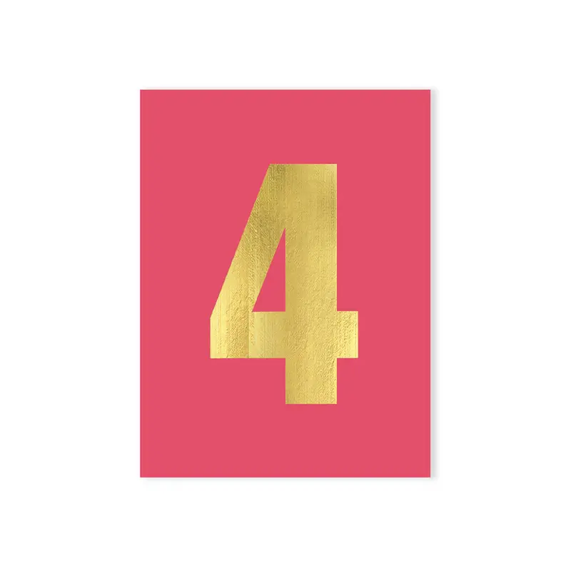 Age 4 Tiddly Birthday Greetings Card in Fuchsia by Kali Stileman Cards