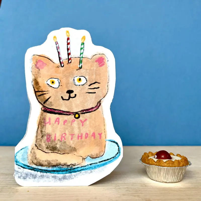 Cat Dream Cake Birthday Greetings Card by Laura Skilbeck Cards