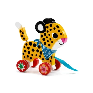 Greta Leopard Wooden Pull Along Toy by Djeco