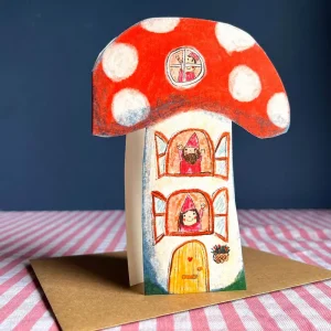 Toadstool Dream Home Greetings Card by Laura Skilbeck Cards