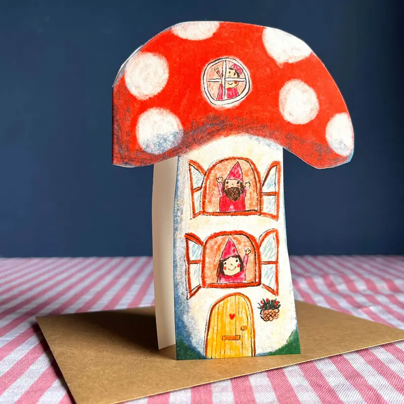 Toadstool Dream Home Greetings Card by Laura Skilbeck Cards