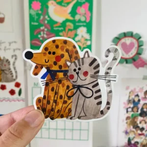 Cat & Dog Sticker by Daria Solak Illustrations