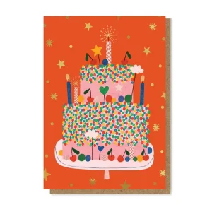Celebration Cake Birthday Greetings Card by Daria Solak Illustrations
