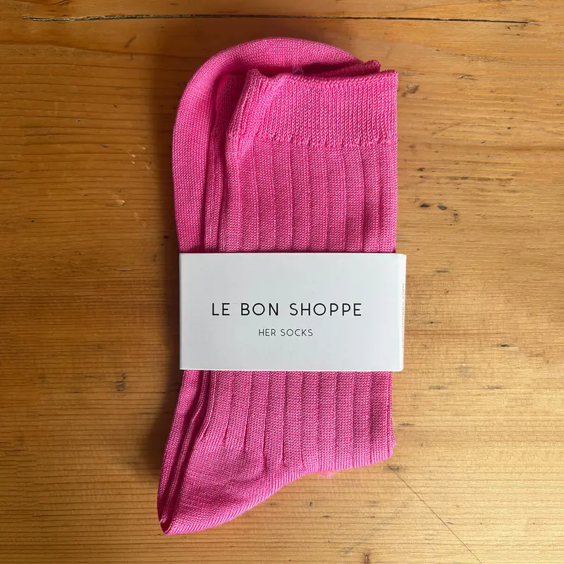 Her Adult Socks in Bright Pink by Le Bon Shoppe