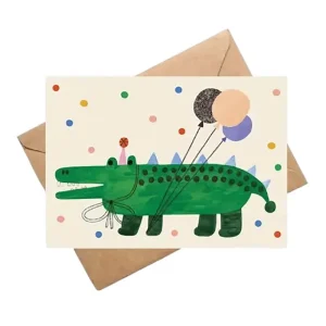 Party Alligator Birthday Greetings Card by Daria Solak Illustrations
