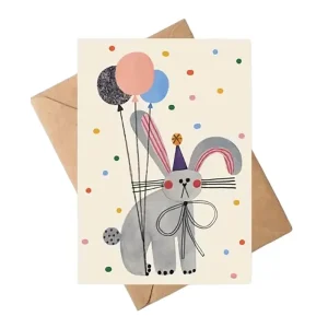 Party Bunny Birthday Greetings Card by Daria Solak Illustrations