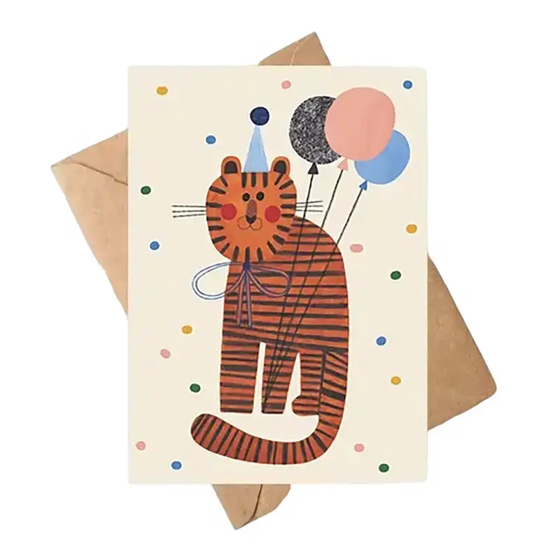 Party Tiger Birthday Greetings Card by Daria Solak Illustrations