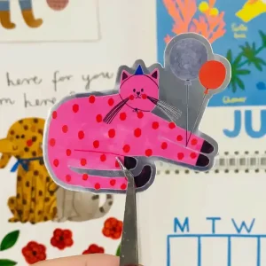 Pink Cat Holographic Sticker by Daria Solak Illustrations