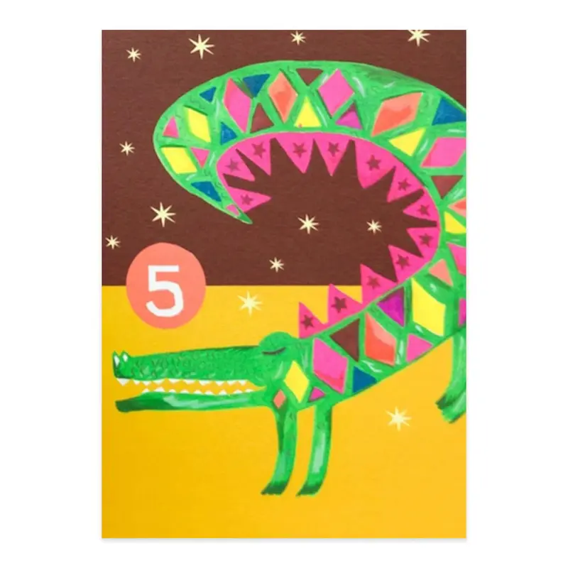 Age 5 Party Croco Birthday Greetings Card by Hutch Cassidy