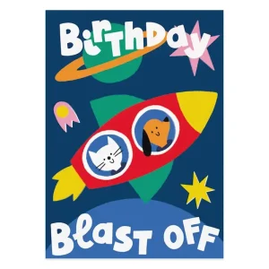 Blast Off Birthday Greetings Card by Studio Boketto