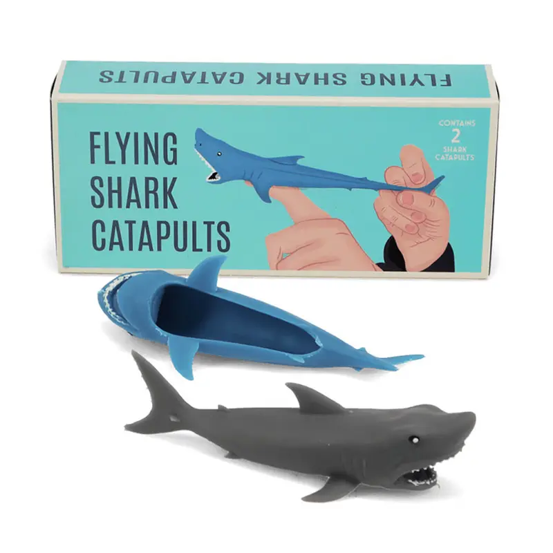 Box of Two Flying Shark Finger Catapults by Rex London