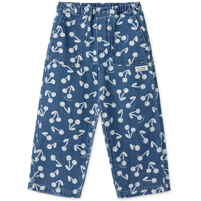 Cesar Printed Denim Pants in Cherry Blossom by Liewood