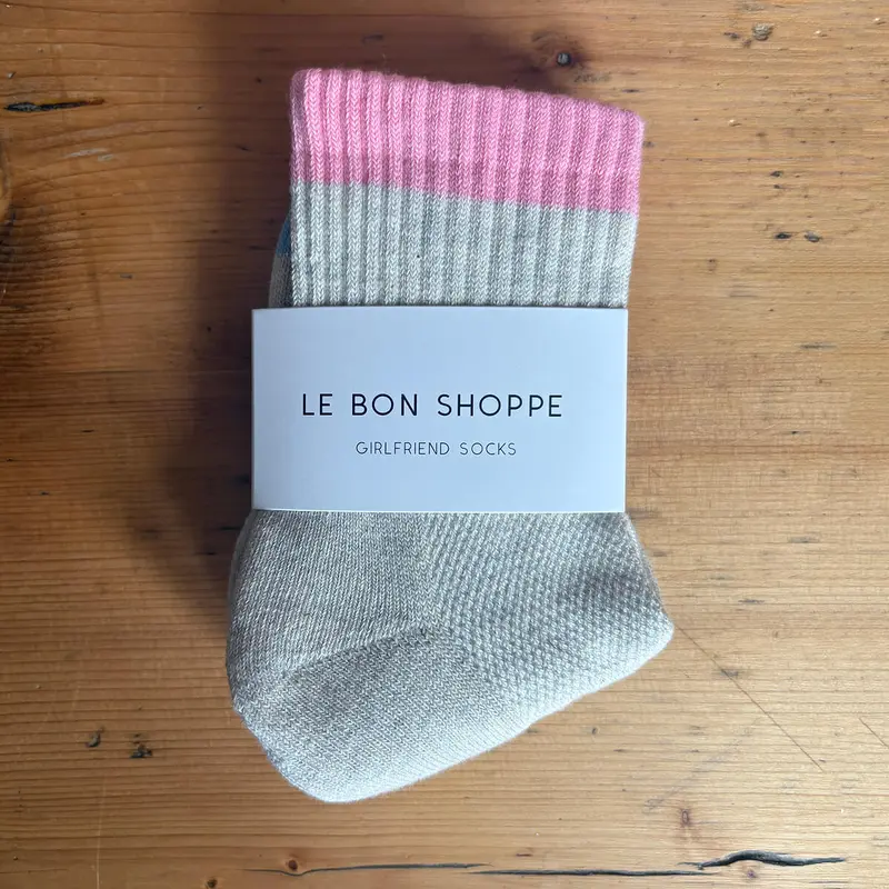 Colour Block Girlfriend Adult Socks in Grey Pink by Le Bon Shoppe