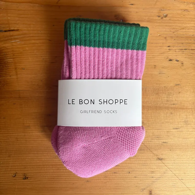 Colour Block Girlfriend Adult Socks in Rose Green by Le Bon Shoppe